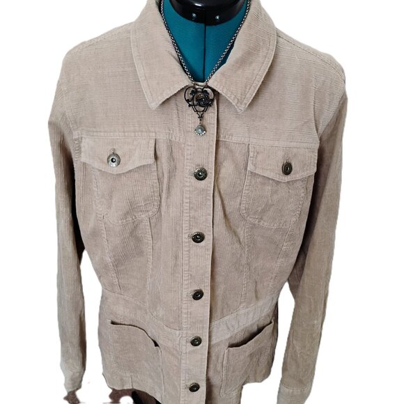 Sag Harbor Brown Corduroy Woman's Button up Jacket size 14 - Picture 2 of 11